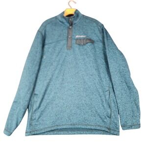 Eddie Bauer Mens TXL Quarter Snap Fleece Pullover Teal Blue Marled Tall XL
